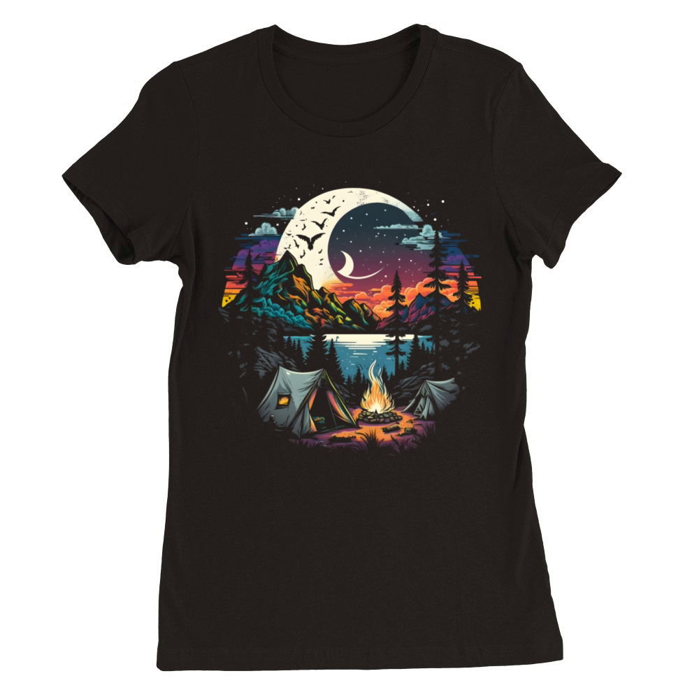 Half Moon In Wild Night Colours Premium Womens Crewneck T-shirt