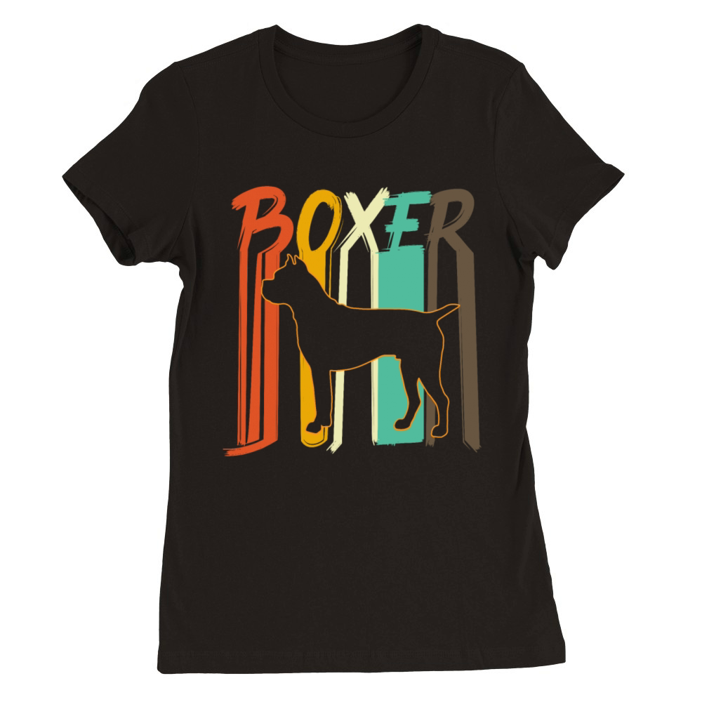 Retro Vintage Boxer Dog Premium Womens Crewneck T-shirt