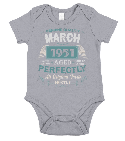 March 1951 Vintage Birthday Present Short Sleeve Baby One-Piece