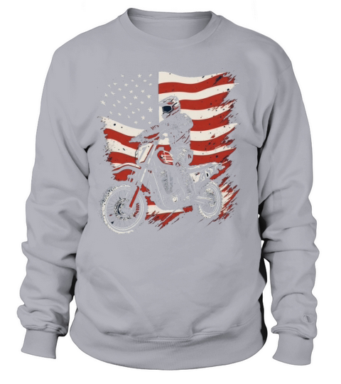 Vintage Bike Motocross American Flag Patriotic Mot Sweatshirt Unisex
