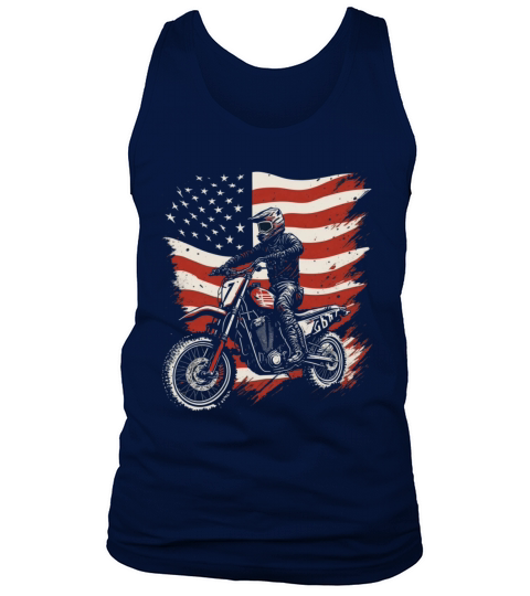 Vintage Bike Motocross American Flag Patriotic Mot Tank Top Unisex