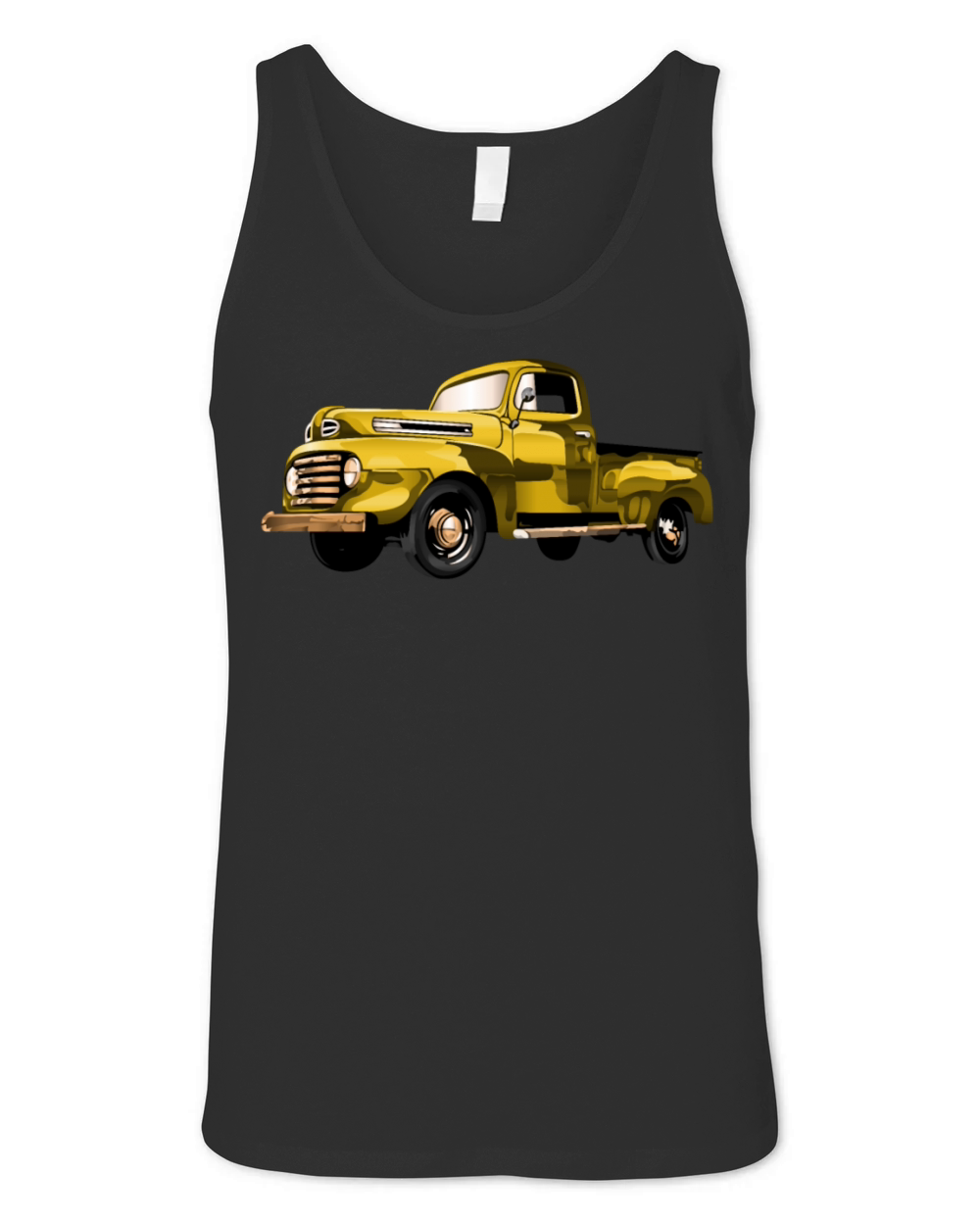 Retro Vintage American Classic Car in yellow Unisex Jersey Tank