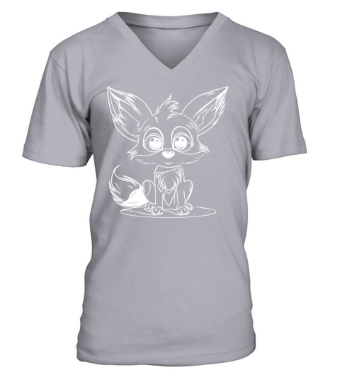 Cute Kid Desert Fox Big Ears Portrait V-Neck T-shirt