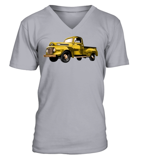 Retro Vintage American Classic Car in yellow V-Neck T-shirt