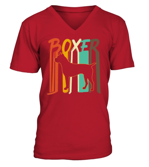 Retro Vintage Boxer Dog V-Neck T-shirt