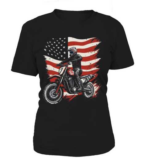 Vintage Bike Motocross American Flag Patriotic Mot Women's T-Shirt