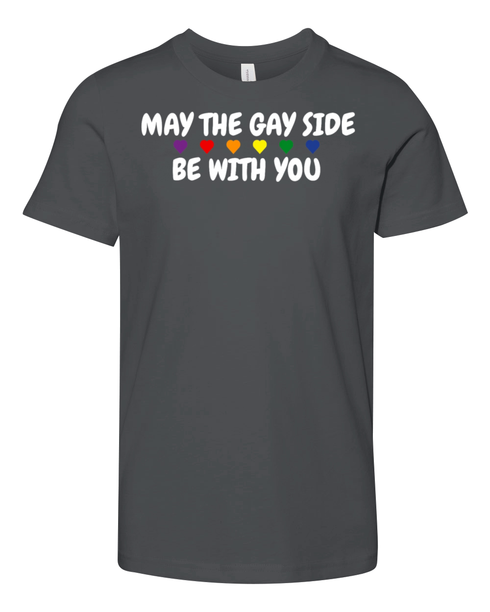 May The Gay Side Be With You Rainbow Heart LGBTQ Youth Unisex Jersey Tee