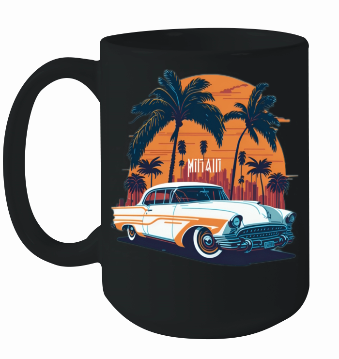 A beautiful classic car on Miami Street Ceramic Mug