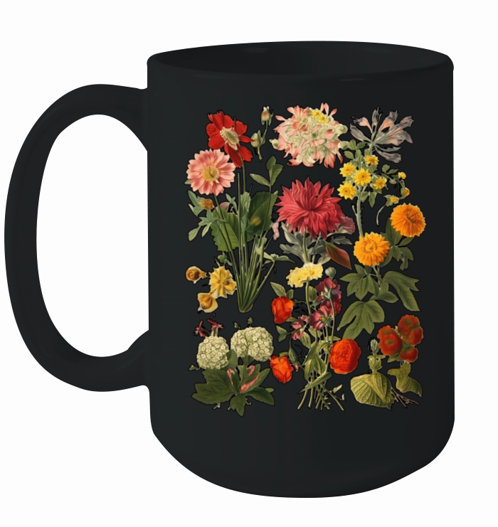 Aesthetic Cottagecore Vintage Flowers Botanical Ceramic Mug