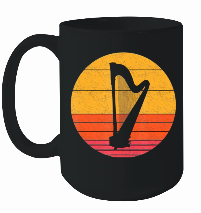 Retro Harp Musical instrument Vintagetyle Music Ceramic Mug