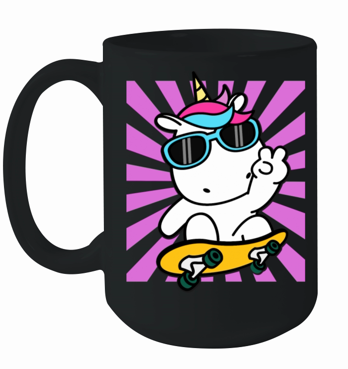 Skateboarding Unicorn Cute Kawaii Skater Ceramic Mug