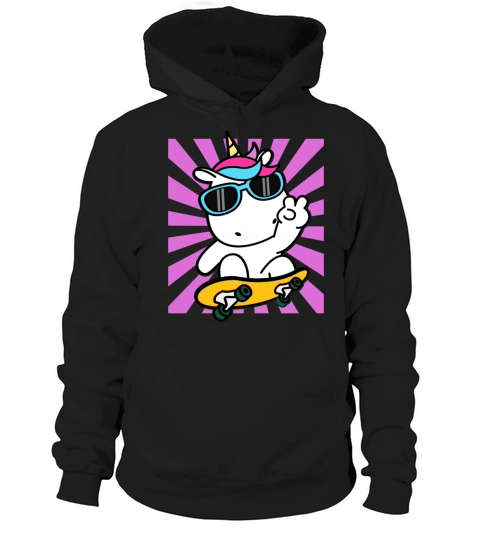 Skateboarding Unicorn Cute Kawaii Skater Hoodie Unisex