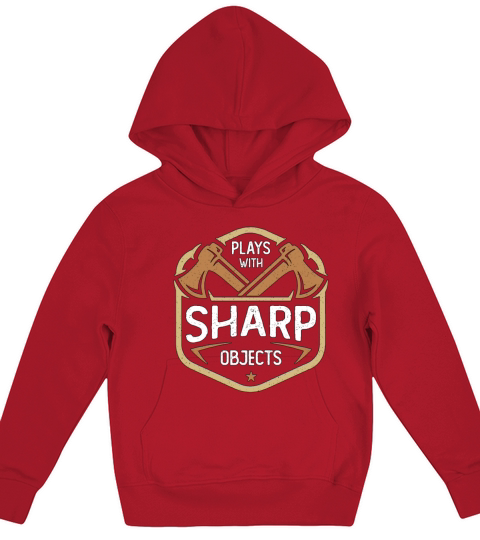 Axe Throwing Plays With Sharp Objects Double Ax Kids Hoodie