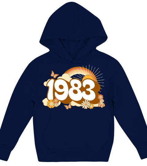Groovy 40 Years Woman Colorful 1983 40th Birthday Kids Hoodie