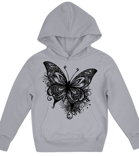Pretty Vintage Butterfly Tattoo Line Style Kids Hoodie