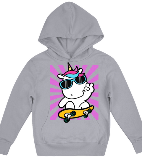 Skateboarding Unicorn Cute Kawaii Skater Kids Hoodie