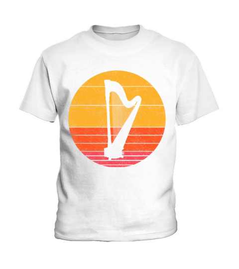 Retro Harp Musical instrument Vintagetyle Music Kids T-Shirt