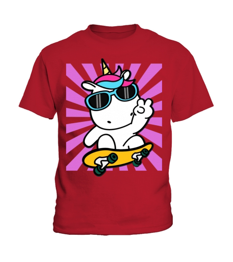 Skateboarding Unicorn Cute Kawaii Skater Kids T-Shirt