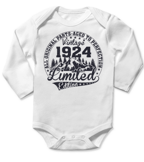 1924 Birthday vintage vintage sloth gift Long Sleeve Baby One-Piece