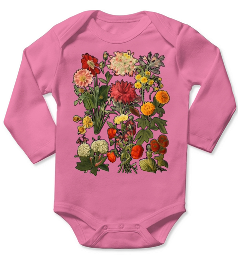 Aesthetic Cottagecore Vintage Flowers Botanical Long Sleeve Baby One-Piece