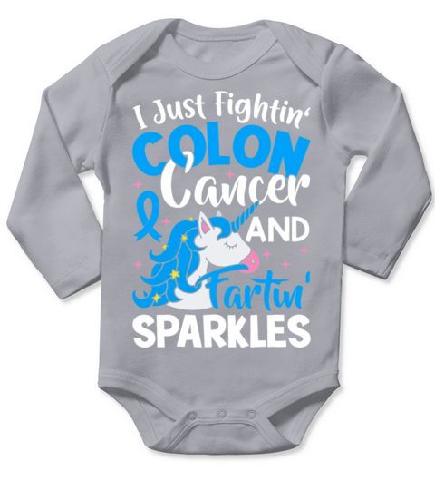 Funny Colon Cancer Fighter Fighting Unicorn Quote Long Sleeve Baby One-Piece