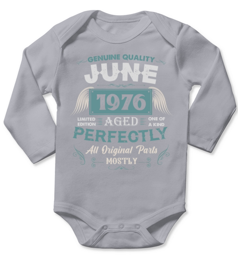 June 1976 Vintage Birthday Present Long Sleeve Baby One-Piece