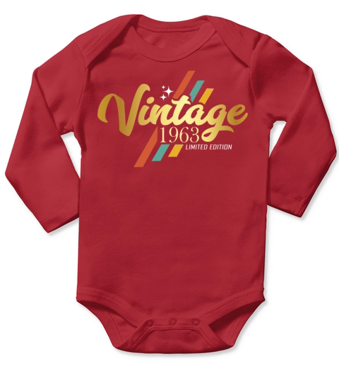 Vintage 1963 Birthday Vintage Sayings Long Sleeve Baby One-Piece