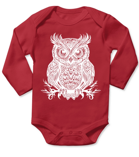 Vintage Owl With Big Eyes Long Sleeve Baby One-Piece