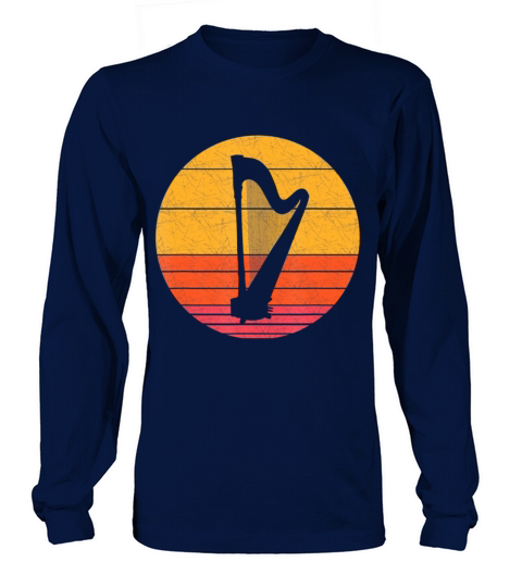 Retro Harp Musical instrument Vintagetyle Music Long sleeved Unisex