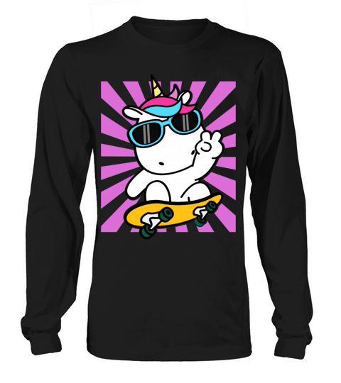 Skateboarding Unicorn Cute Kawaii Skater Long sleeved Unisex
