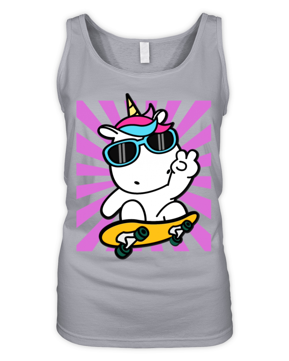 Skateboarding Unicorn Cute Kawaii Skater Organic Women's Tank Top