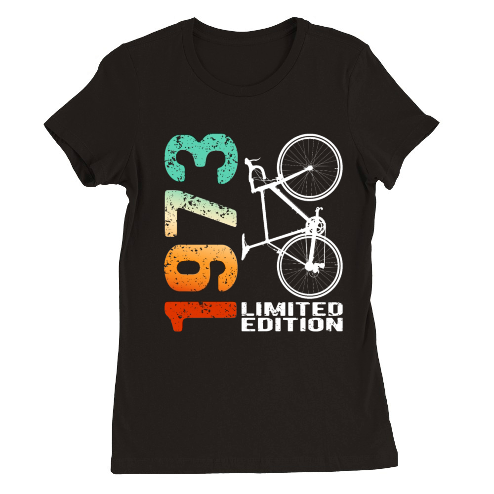 50 Birthday 1973 Vintage Retro Bicycle Cyclist Premium Womens Crewneck T-shirt