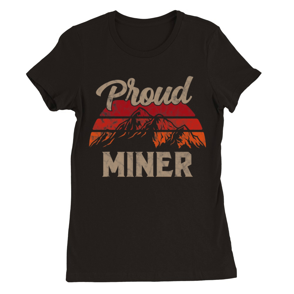 Funny Miner Superhero Vintage Men Dad Premium Womens Crewneck T-shirt