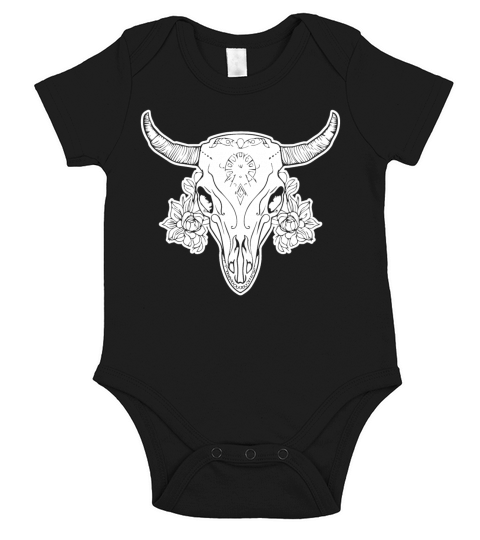 Cow Skull Boho Short Sleeve Baby One-Piece