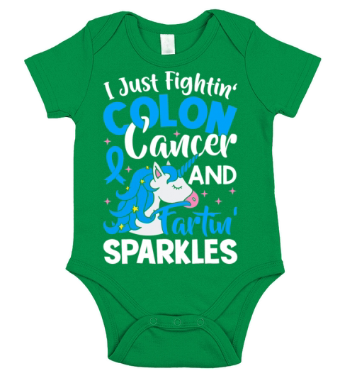 Funny Colon Cancer Fighter Fighting Unicorn Quote Short Sleeve Baby One-Piece