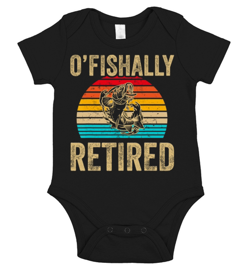 Retro Ofishally Retired Fishing Vintage Short Sleeve Baby One-Piece