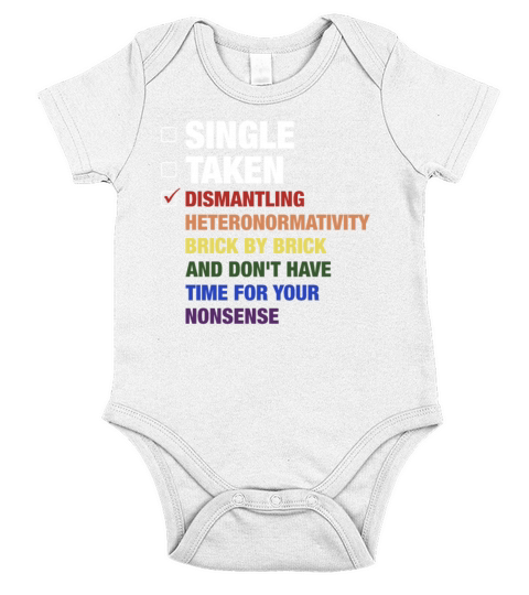 Single Taken Dismantling Heteronormativity Brick B Short Sleeve Baby One-Piece