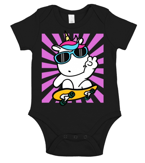 Skateboarding Unicorn Cute Kawaii Skater Short Sleeve Baby One-Piece