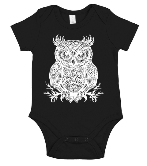Vintage Owl With Big Eyes Short Sleeve Baby One-Piece