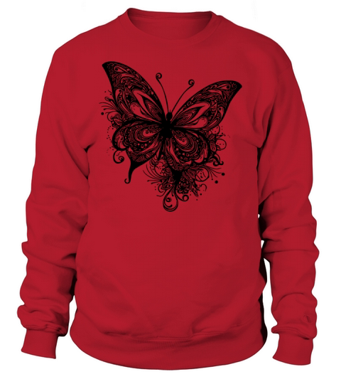 Pretty Vintage Butterfly Tattoo Line Style Sweatshirt Unisex