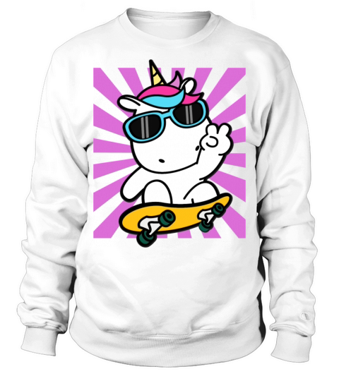 Skateboarding Unicorn Cute Kawaii Skater Sweatshirt Unisex