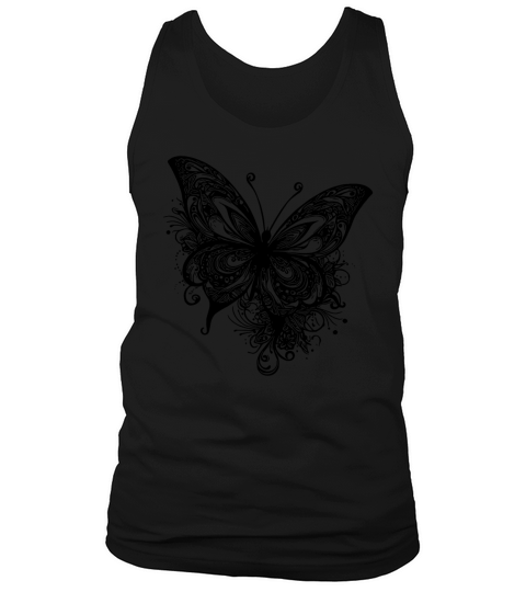 Pretty Vintage Butterfly Tattoo Line Style Tank Top Unisex