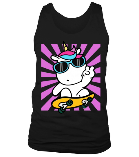 Skateboarding Unicorn Cute Kawaii Skater Tank Top Unisex