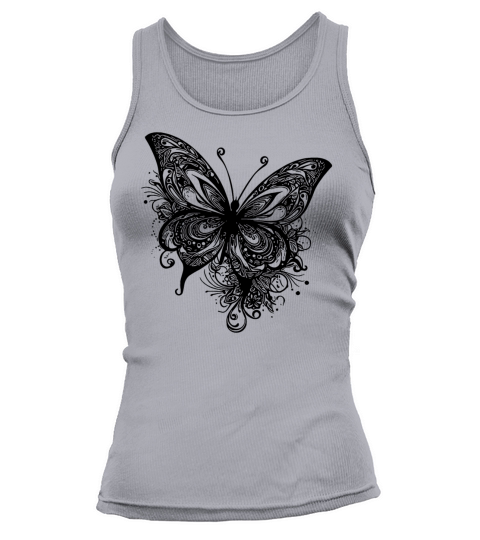 Pretty Vintage Butterfly Tattoo Line Style Tank top Woman