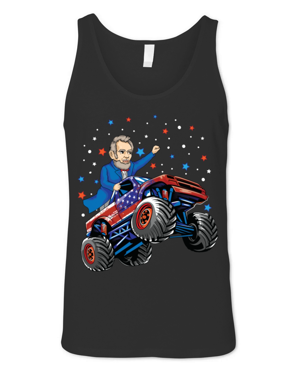Abraham Lincoln 4th of July Monster Truck USA Unisex Jersey Tank
