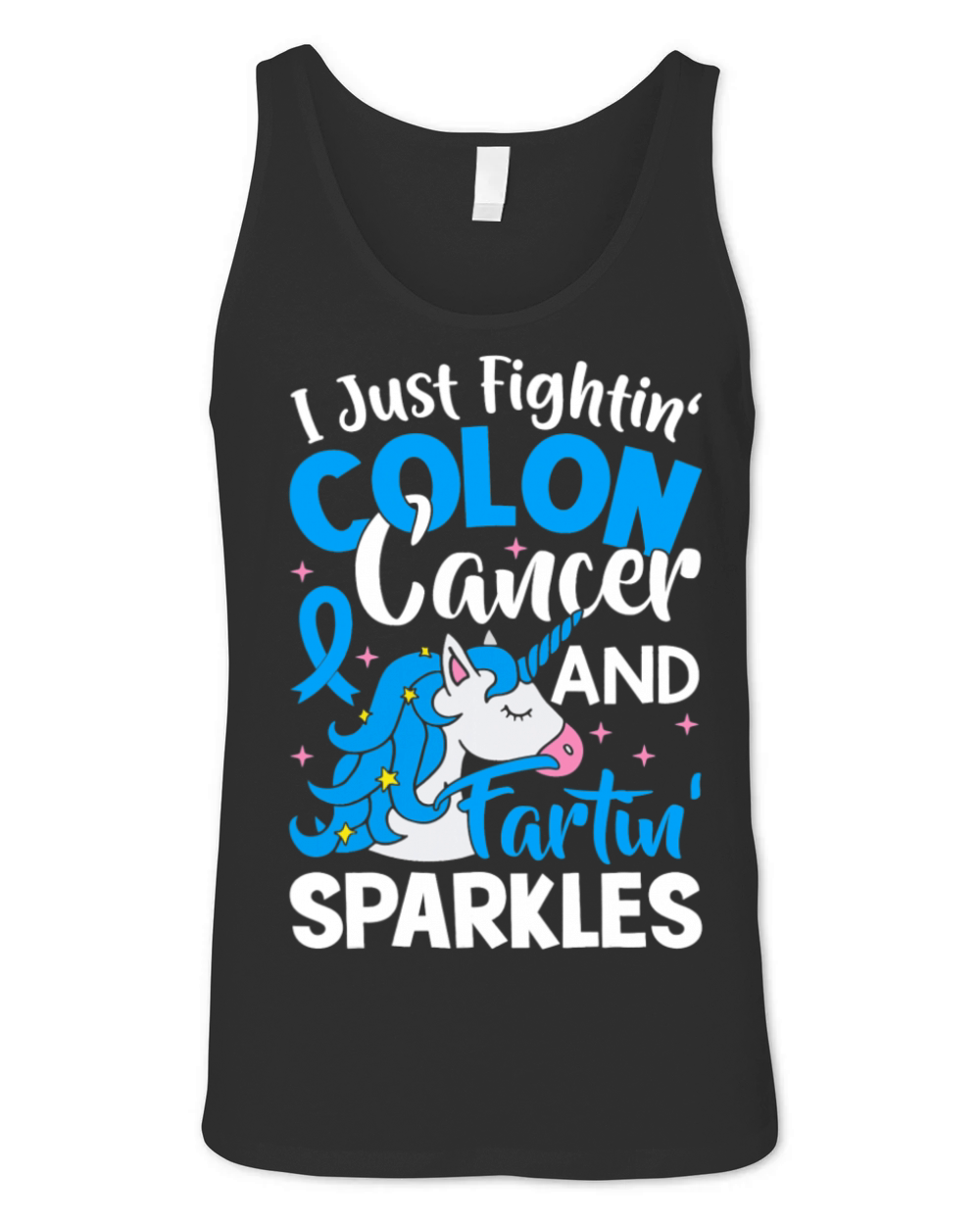Funny Colon Cancer Fighter Fighting Unicorn Quote Unisex Jersey Tank