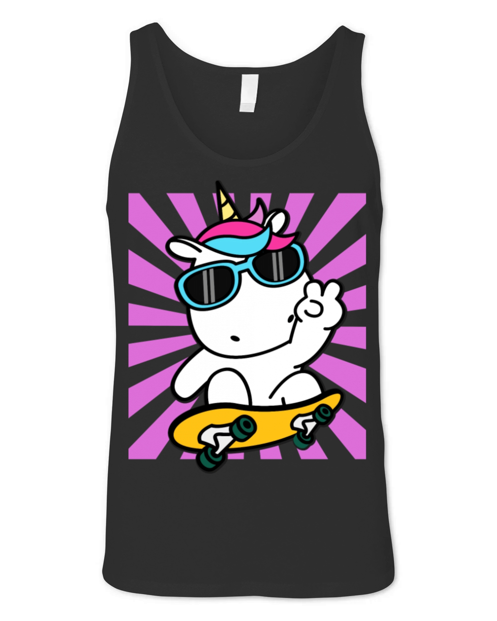 Skateboarding Unicorn Cute Kawaii Skater Unisex Jersey Tank