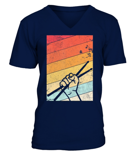 Drummer Retro Style Drum Player V-Neck T-shirt