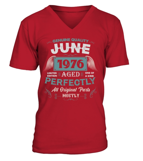 June 1976 Vintage Birthday Present V-Neck T-shirt