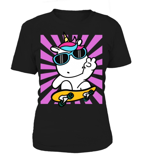 Skateboarding Unicorn Cute Kawaii Skater Women's T-Shirt